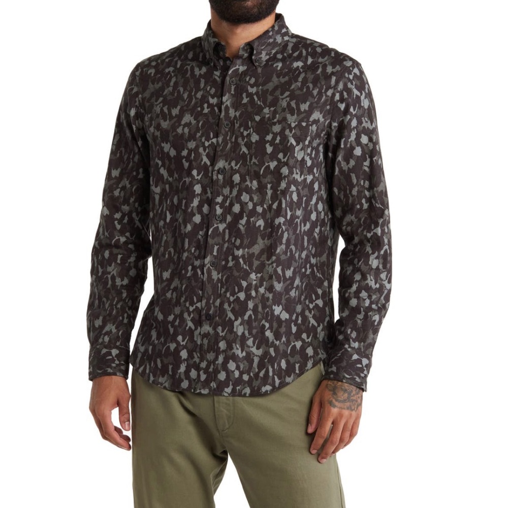 Club Monaco Flannel Chemise Slim Fit Shirt, Green Mix Size XS New w/Tag $89.50